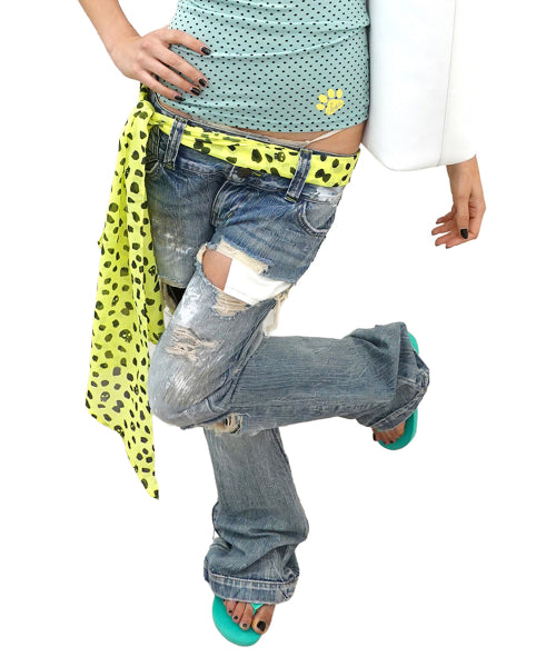 DISTRESSED BOOTCUT JEANS BLUE