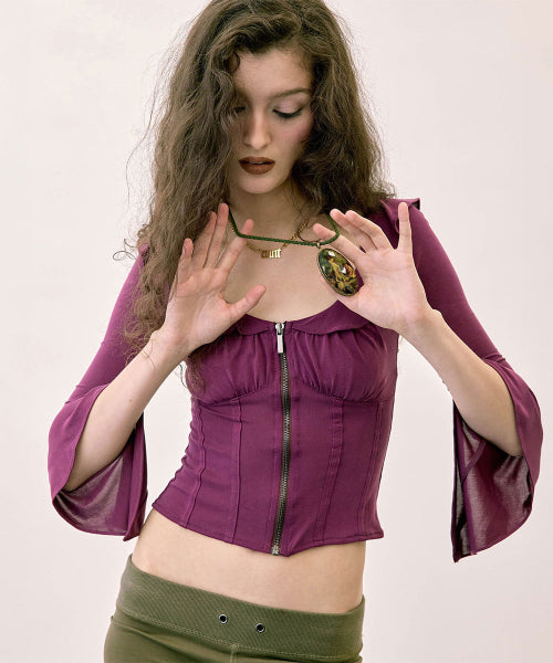 CORSET JERSEY BLOUSE - 4 COLORS AS SHOWN