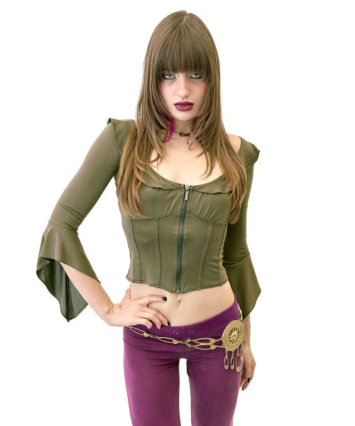 CORSET JERSEY BLOUSE - 4 COLORS KHAKI