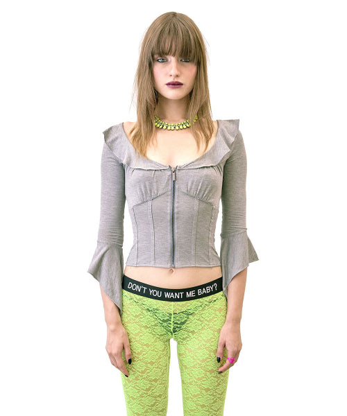 CORSET JERSEY BLOUSE - 4 COLORS MELANGE GREY