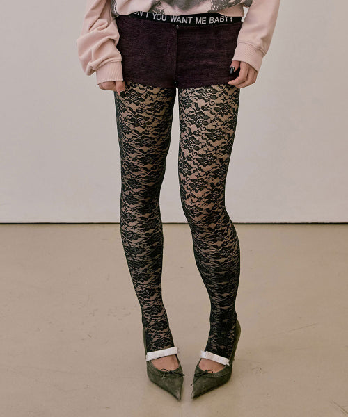 CHEEKY LACE LEGGINGS - 4 COLORS BLACK