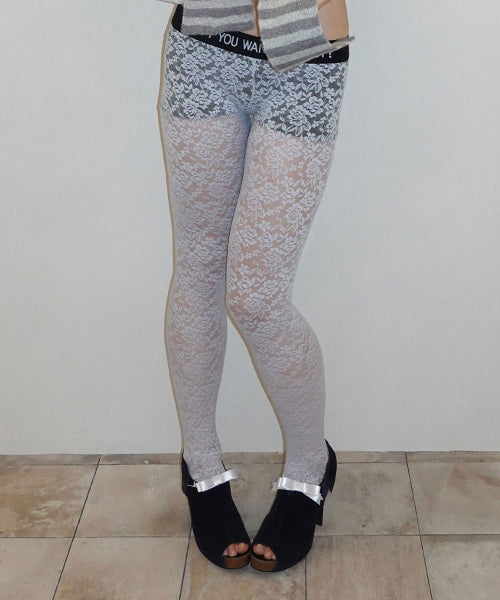 CHEEKY LACE LEGGINGS - 4 COLORS SILVER