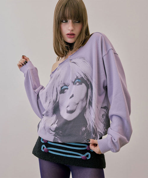 LOVE PINTUCK SWEATSHIRT UBE PURPLE