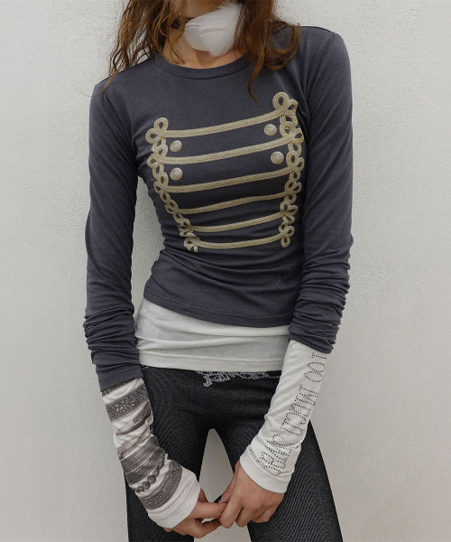 NAPOLEON LONG SLEEVE TEE - 4 COLORS CHARCOAL