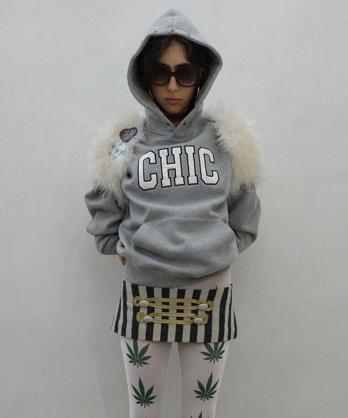 CHIC HOODIE - 4 COLORS MELANGE GREY