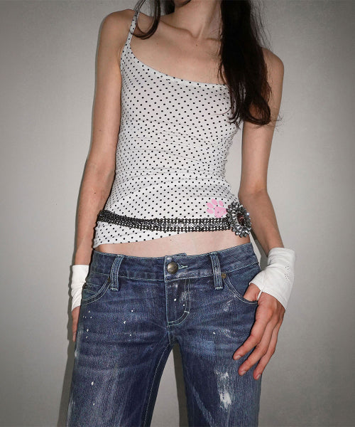SWEET KITTY DOT TANK TOP - 4 COLORS WHITE