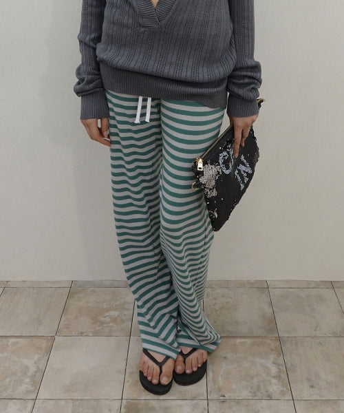 CLASSIC STRIPED JERSEY PANTS - 4 COLORS TEAL