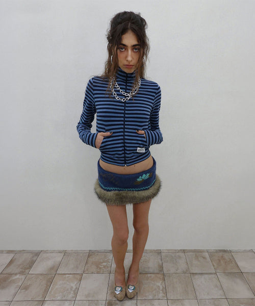 CLASSIC STRIPED JERSEY ZIP UP TEAL - 4 COLORS BLUE