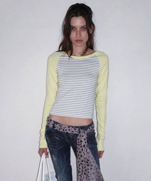 STRIPED RAGLAN TEE - 3 COLORS LEMON