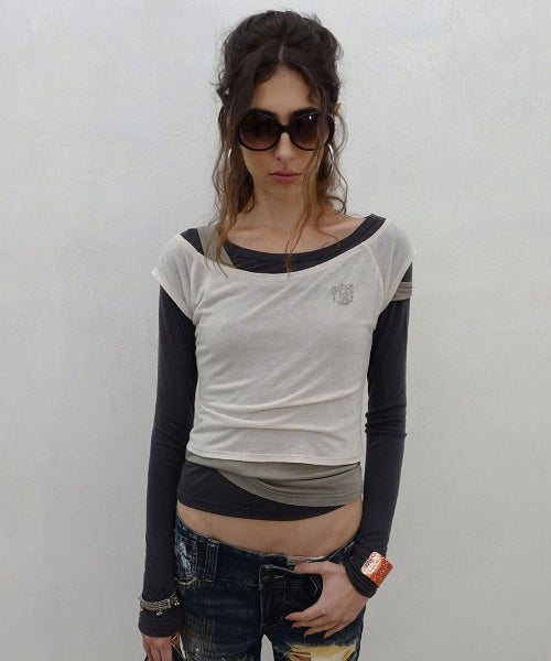 LAZY LAYERED TEE SALMON - 7 COLORS KHAKI
