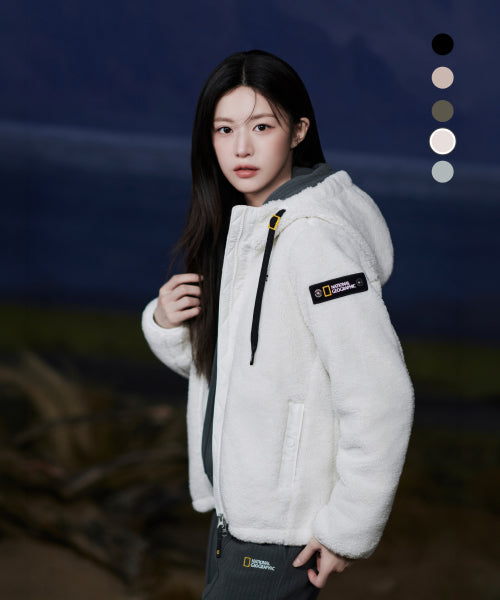 WOMEN COSTONI HOOD FLEECE JACKET #高允真同款! - 5 COLORS O WHITE