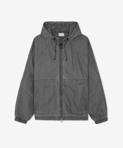 WOMEN ALLDAY WASHED HOODED WINDBREAKER - 2 COLORS D/CHARCOAL