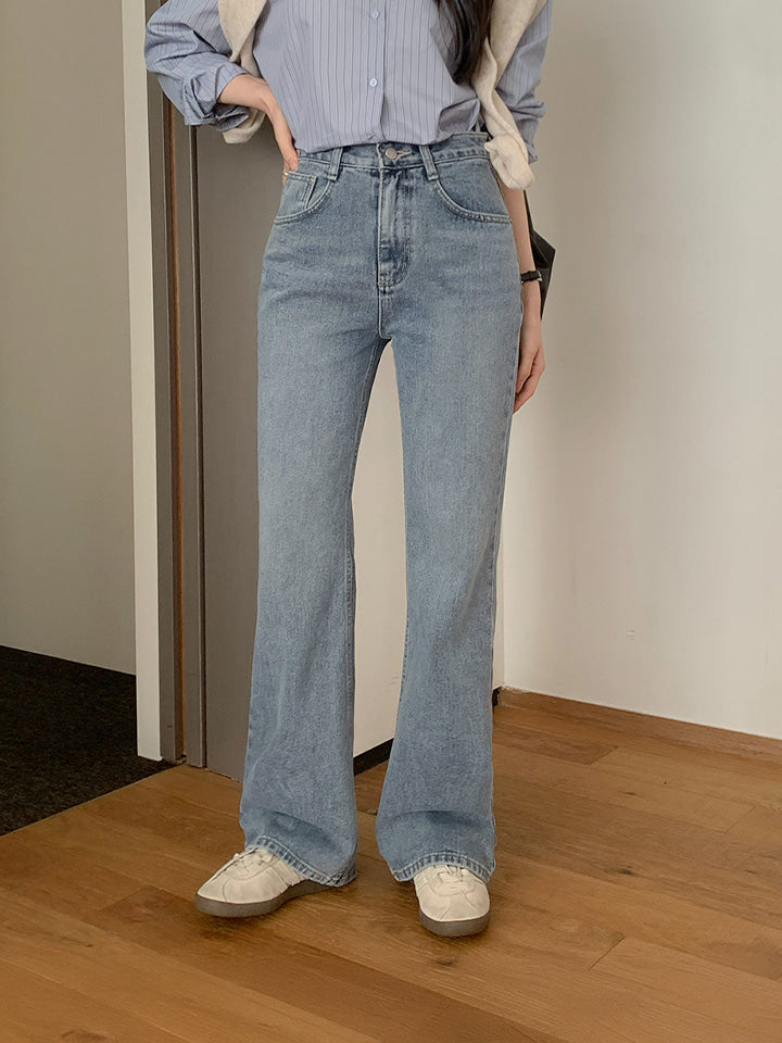 REAL ASH FIRM-FIT SEMI-BOOTCUT DENIM PANTS