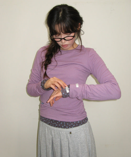 SOFT MINI LABEL LONG SLEEVE TEE PURPLE
