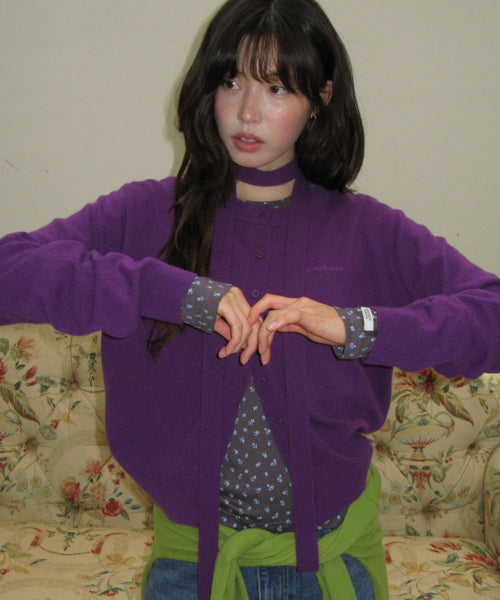 BASIC WOOL ARCHIVE CARDIGAN PURPLE