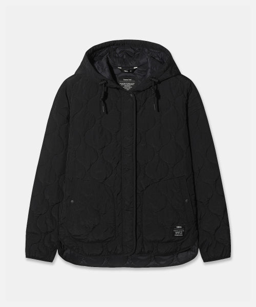 WOMENS THERMO PUFF PADDED HOODIE JACKET - 4 COLORS BLACK