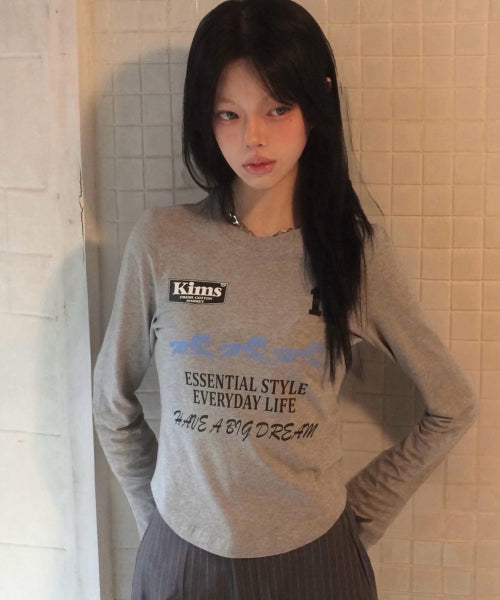 THREE HORSE LOGO LS TEE - 2 COLORS GREY