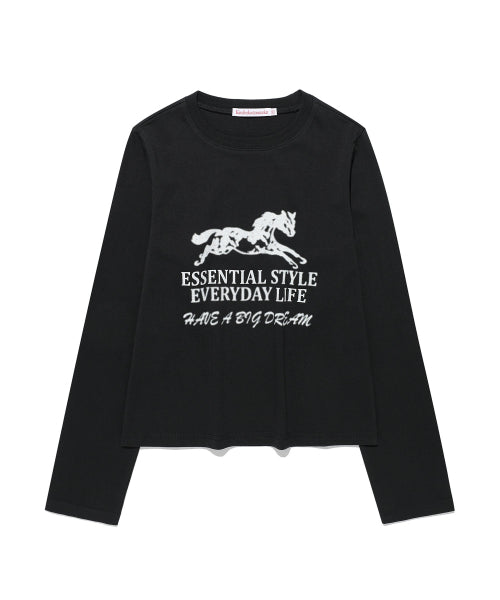 ESSENTIAL HORSE LS TEE - 3 COLORS CHARCOAL