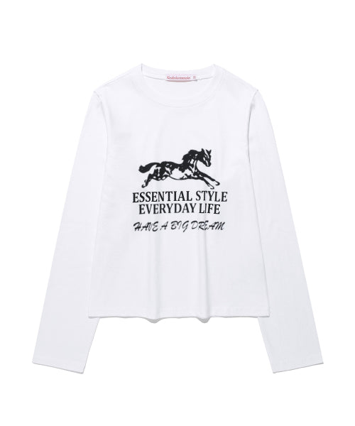 ESSENTIAL HORSE LS TEE WHITE - 3 COLORS BLACK