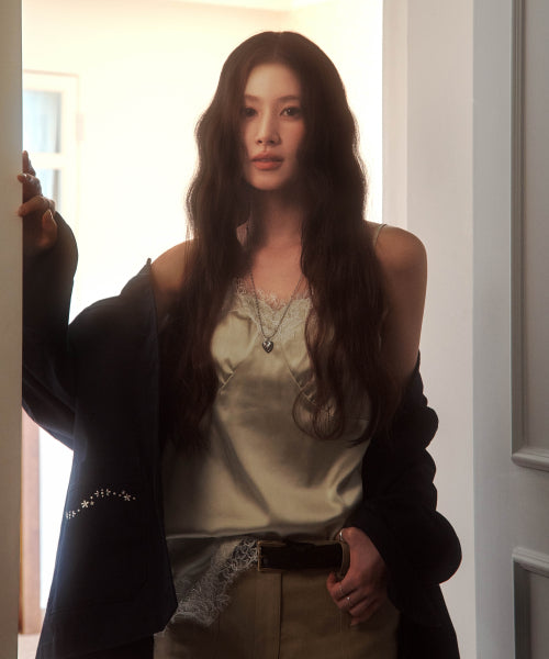 WOMAN LACE SLEEVELESS TOP #SANA同款！ GREEN