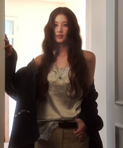 WOMAN LACE SLEEVELESS TOP #SANA同款！