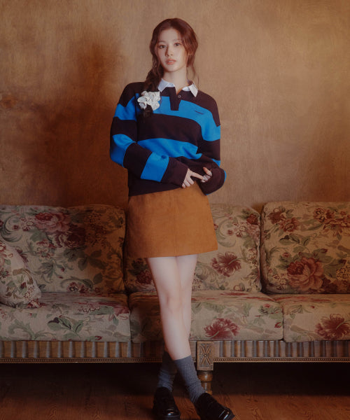 WOMAN SUEDE MINI SKIRT #SANA同款！ - 2 COLORS CAMEL