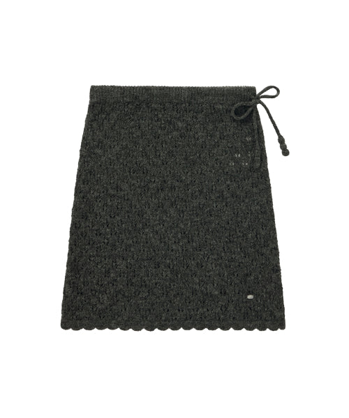 WOMAN LAYERED KNIT SKIRT #SANA同款！ - 2 COLORS CHARCOAL