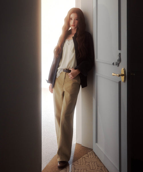 WOMAN STRAIGHT FATIGUE PANTS #SANA同款！ - 2 COLORS BEIGE