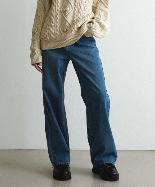 WOMAN LOOSE STRAIGHT DENIM PANTS #SANA同款！ - 2 COLORS BLUE