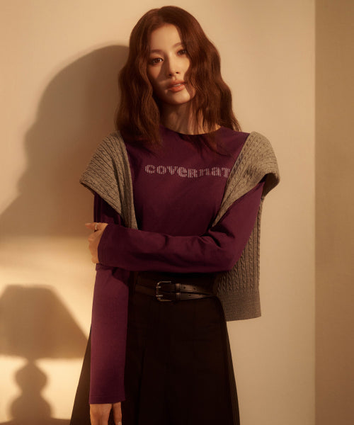 WOMAN COOPER LOGO LONG SLEEVE #SANA同款！ - 3 COLORS PURPLE