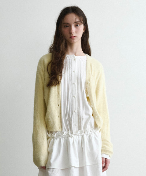 WOMAN V-NECK HAIRY CARDIGAN #SANA同款！ - 2 COLORS BUTTER