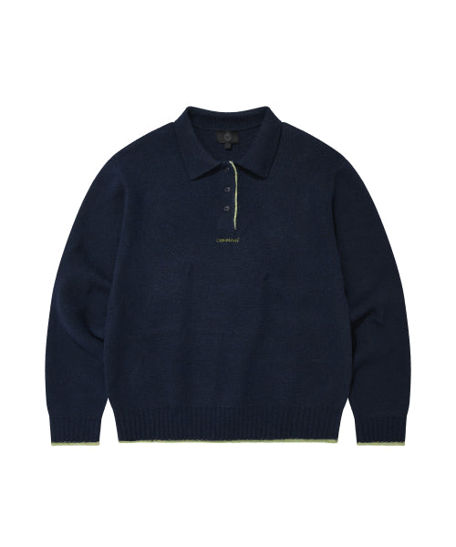 WOMAN HAIRY COLLAR KNIT #SANA同款！ - 2 COLORS NAVY