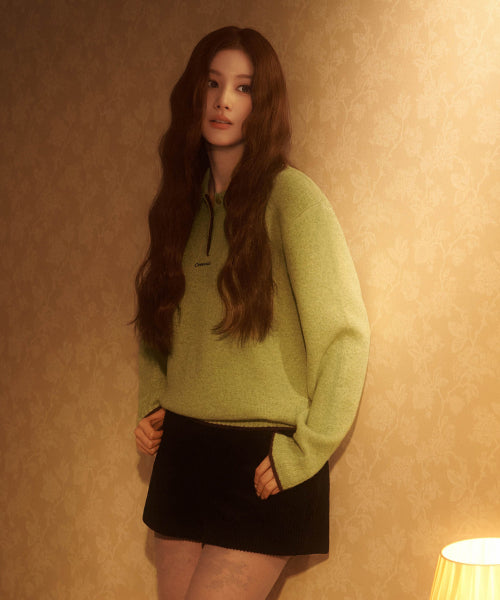 WOMAN HAIRY COLLAR KNIT #SANA同款！ - 2 COLORS GREEN