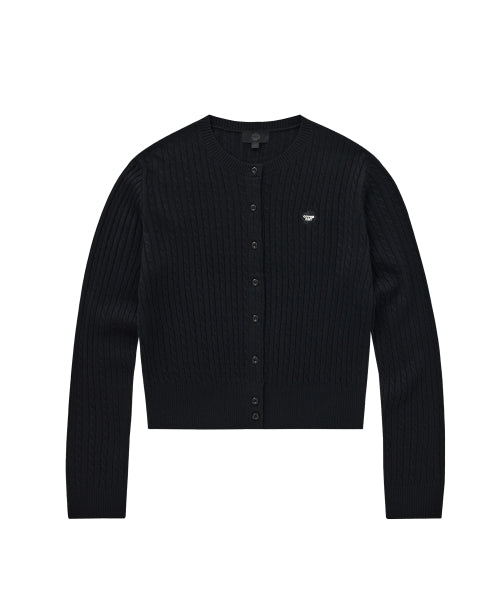 WOMAN CLOVER HEART CABLE CARDIGAN #SANA同款！ - 5 COLORS BLACK