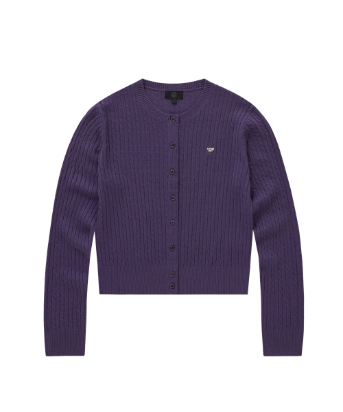 WOMAN CLOVER HEART CABLE CARDIGAN #SANA同款！ - 5 COLORS PURPLE