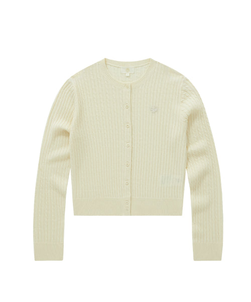 WOMAN CLOVER HEART CABLE CARDIGAN #SANA同款！ - 5 COLORS CREAM