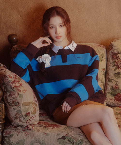 WOMAN RUGBY SWEATSHIRT #SANA同款！ - 3 COLORS BURGUNDY