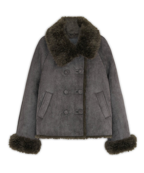 DOUBLE BUTTON SHEARLING SHEARLING JACKET - 2 COLORS CHARCOAL