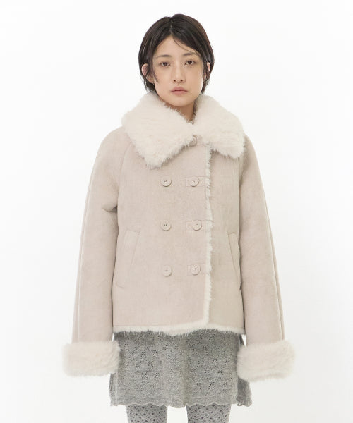 DOUBLE BUTTON SHEARLING SHEARLING JACKET - 2 COLORS BEIGE