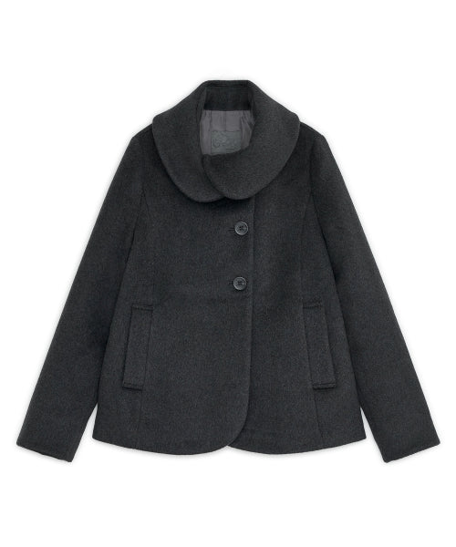 COLLAR HALF COAT - 2 COLORS CHARCOAL