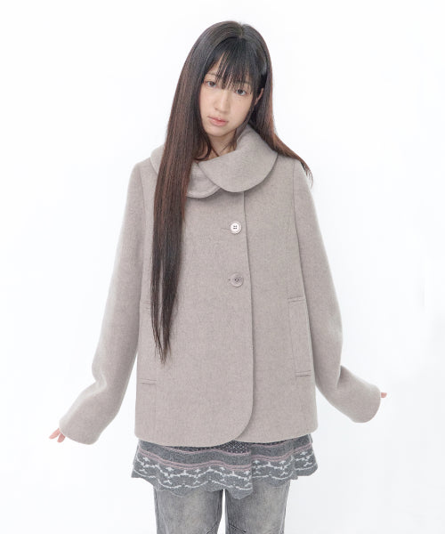 COLLAR HALF COAT - 2 COLORS BEIGE