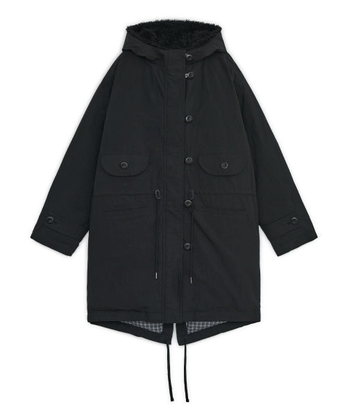 PADDED FISHTAIL DUFFLE PARKA - 3 COLORS BLACK
