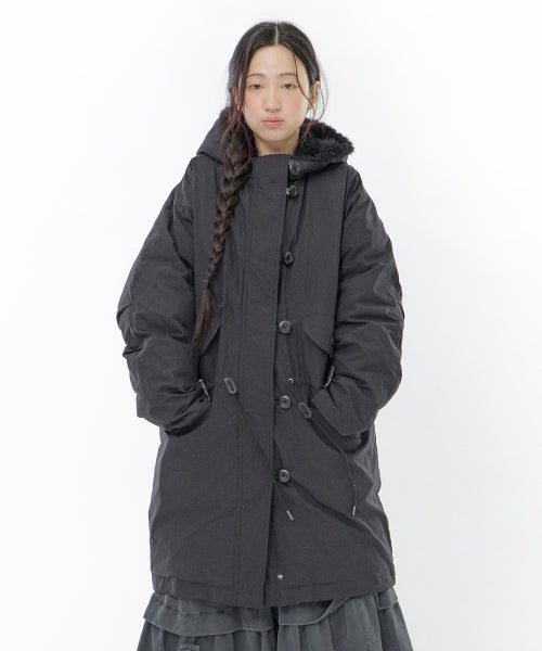 PADDED FISHTAIL DUFFLE PARKA - 3 COLORS BLACK