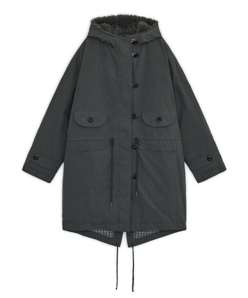 PADDED FISHTAIL DUFFLE PARKA - 3 COLORS CHARCOAL
