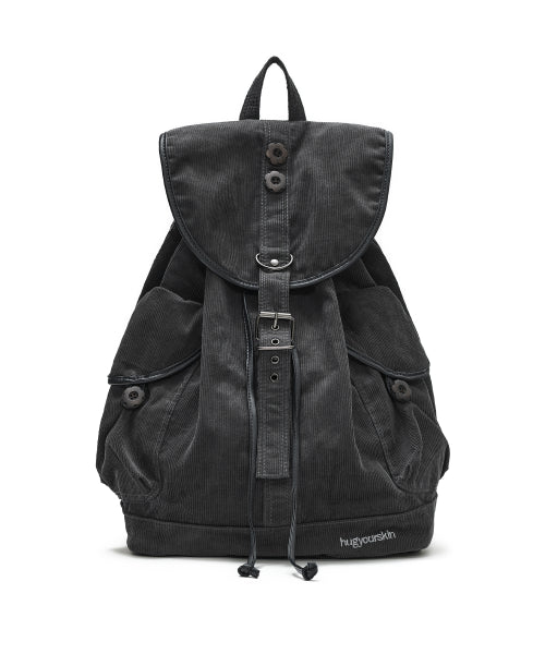 CORDUROY VINTAGE FLAP BACKPACK - 2 COLORS CHARCOAL