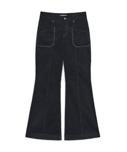 CORDUROY BOOTCUT PANTS - 2 COLORS BLACK