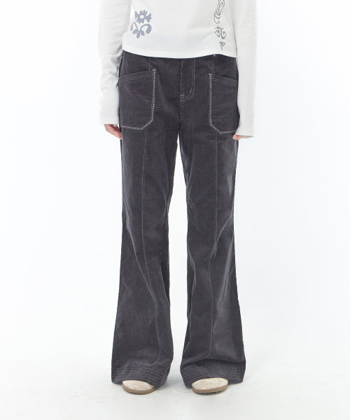 CORDUROY BOOTCUT PANTS - 2 COLORS BLACK