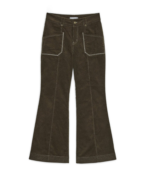 CORDUROY BOOTCUT PANTS - 2 COLORS BROWN