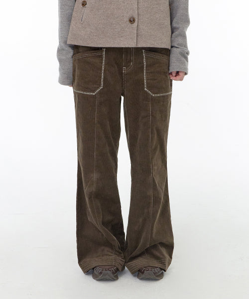 CORDUROY BOOTCUT PANTS - 2 COLORS BROWN