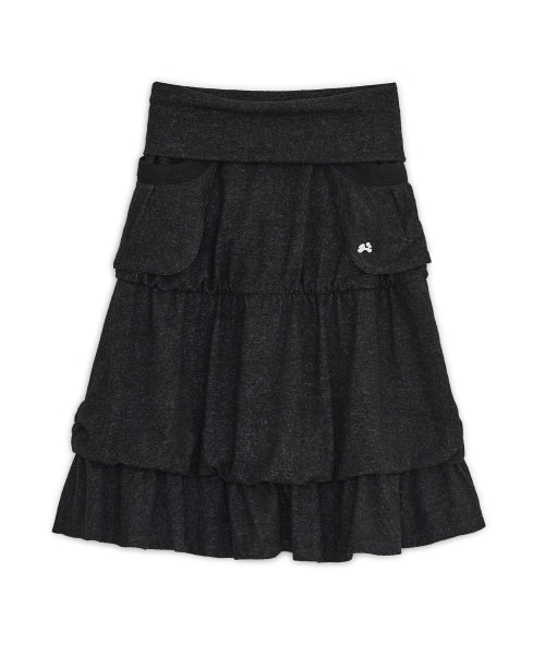 POCKET FLARED MIDI SKIRT - 2 COLORS BLACK